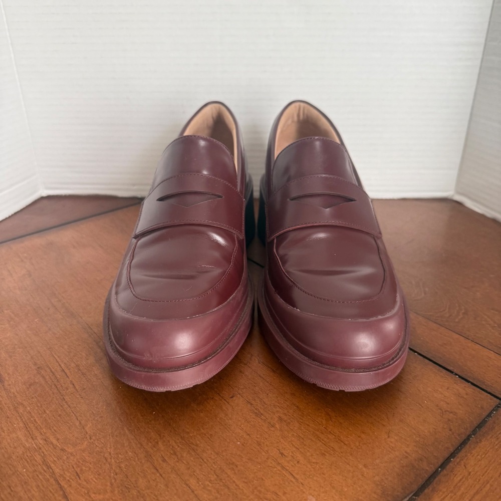 Cole Haan Grand 360 Burgundy Leather‎ Chunky Lug Sole Penny Loafers W30115 8.5B - Picture 4 of 7
